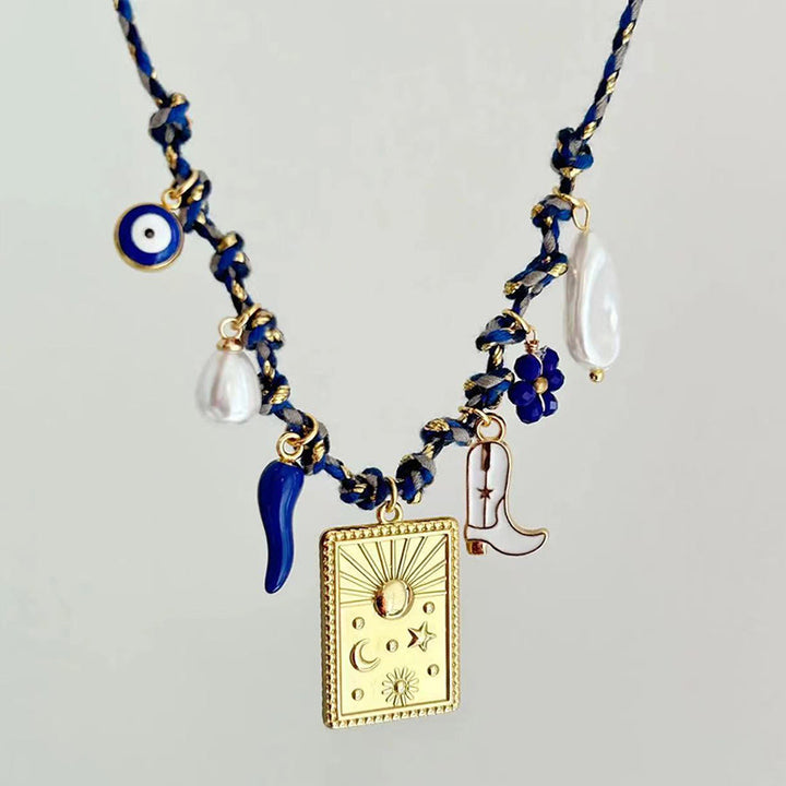 Olivenorma Rose Quartz,Sodalite,Amazonite,Amethyst,Carnelian,Turquoise Hand Braided Spiritual Necklace - Sodalite - image 1