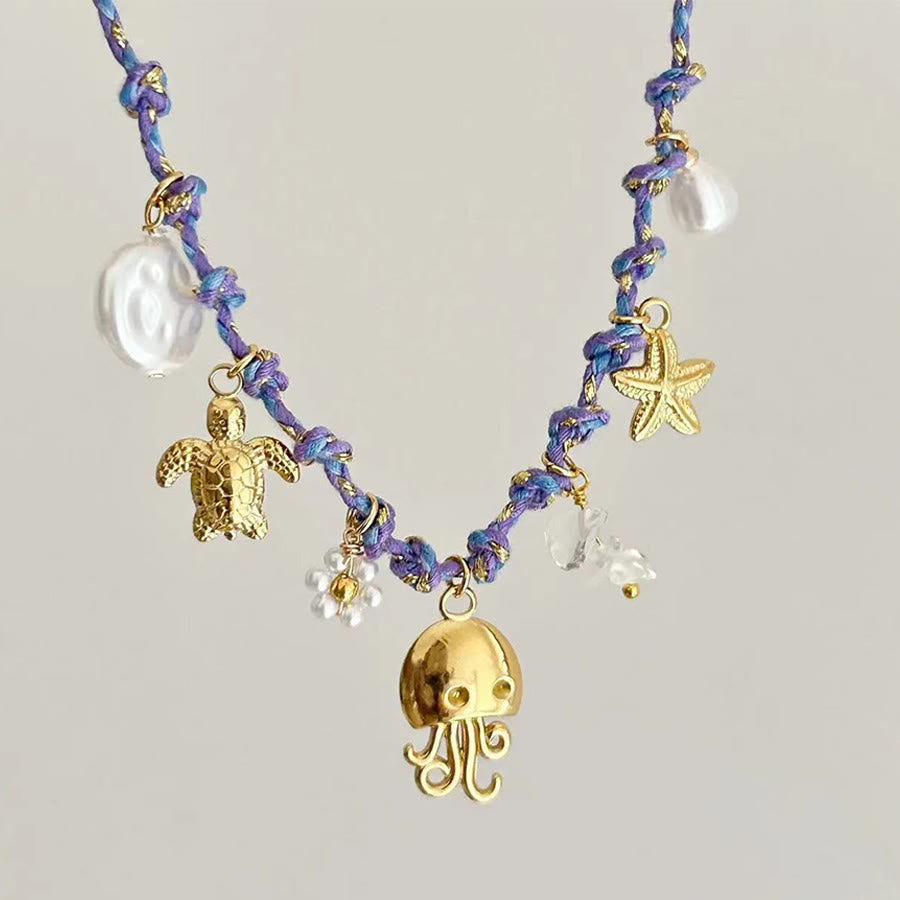 Olivenorma Rose Quartz,Sodalite,Amazonite,Amethyst,Carnelian,Turquoise Hand Braided Spiritual Necklace - Amethyst - image 9