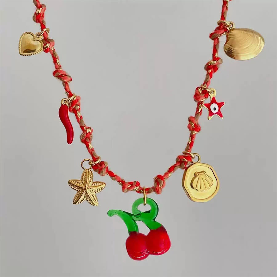 Olivenorma Rose Quartz,Sodalite,Amazonite,Amethyst,Carnelian,Turquoise Hand Braided Spiritual Necklace - Carnelian - image 4