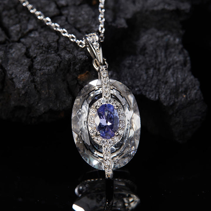Olivenorma Blue Topaz,Tanzanite,Citrine,Garnet,Diopside Multi Gemstone Pendant Necklace - Tanzanite - Necklace - image 2