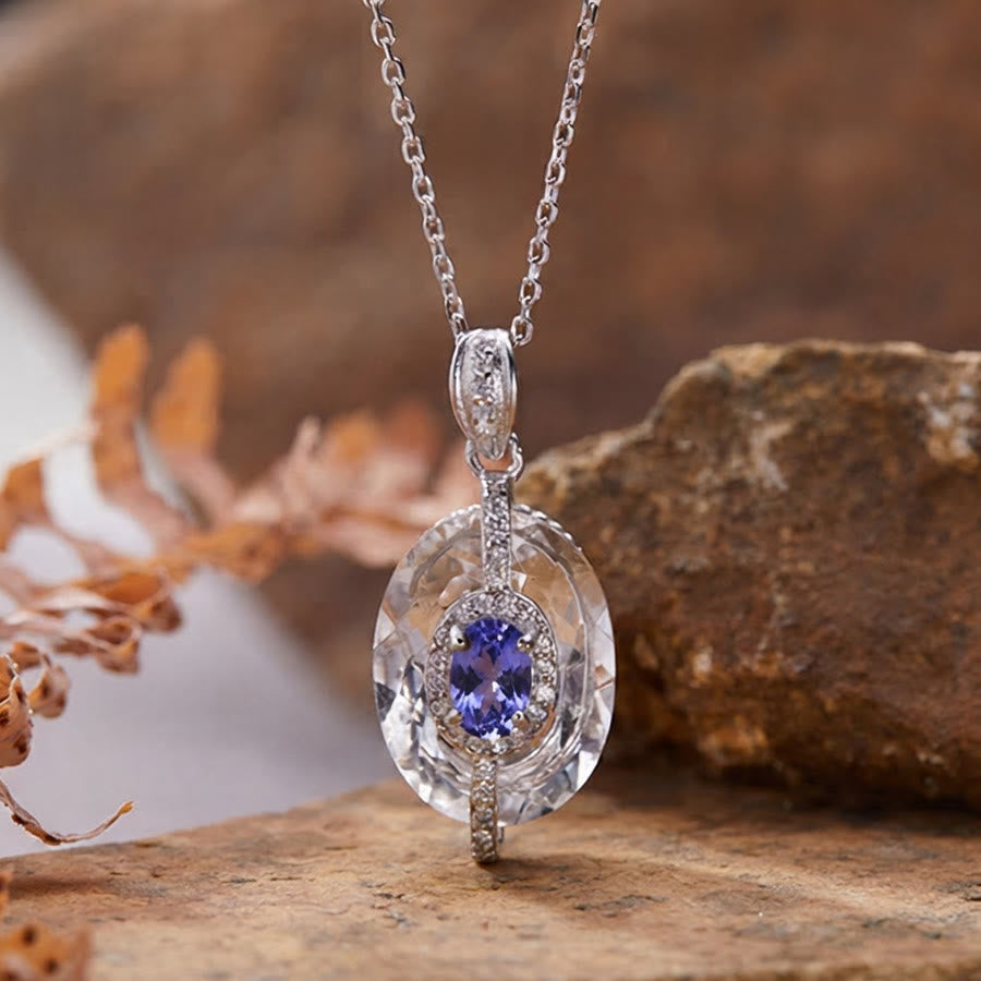 Olivenorma Blue Topaz,Tanzanite,Citrine,Garnet,Diopside Multi Gemstone Pendant Necklace - image 3