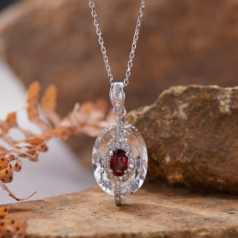 Olivenorma Blue Topaz,Tanzanite,Citrine,Garnet,Diopside Multi Gemstone Pendant Necklace - Garnet - Necklace - image 6