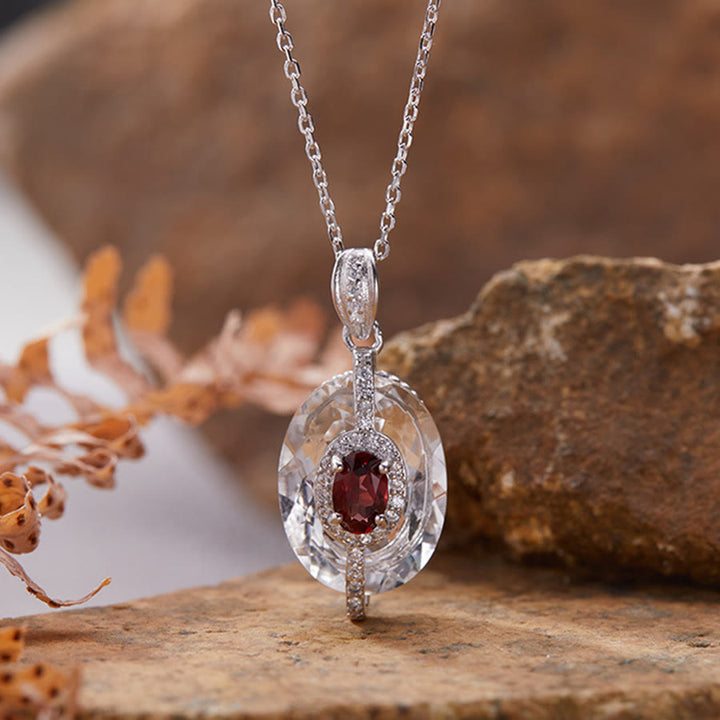 Olivenorma Blue Topaz,Tanzanite,Citrine,Garnet,Diopside Multi Gemstone Pendant Necklace - Garnet - Necklace - image 6