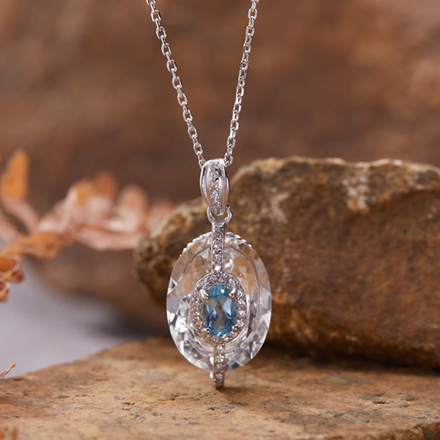 Olivenorma Blue Topaz,Tanzanite,Citrine,Garnet,Diopside Multi Gemstone Pendant Necklace - Blue Topaz - Necklace - image 1