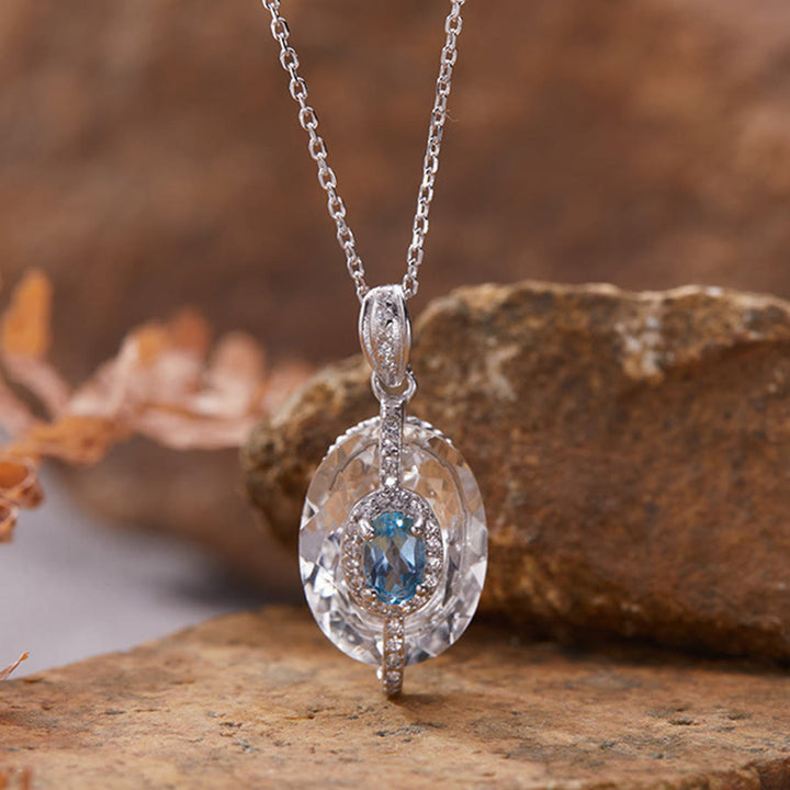 Olivenorma Blue Topaz,Tanzanite,Citrine,Garnet,Diopside Multi Gemstone Pendant Necklace - Blue Topaz - Necklace - image 1