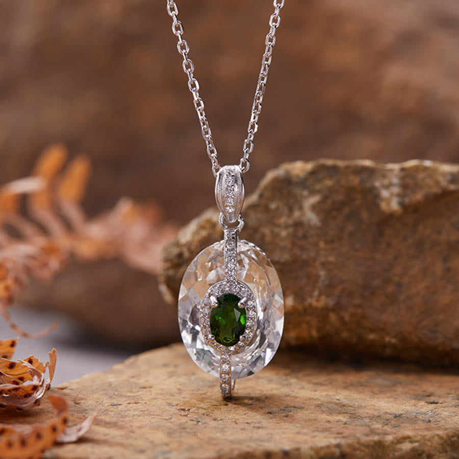 Olivenorma Blue Topaz,Tanzanite,Citrine,Garnet,Diopside Multi Gemstone Pendant Necklace - Diopside - Necklace - image 7