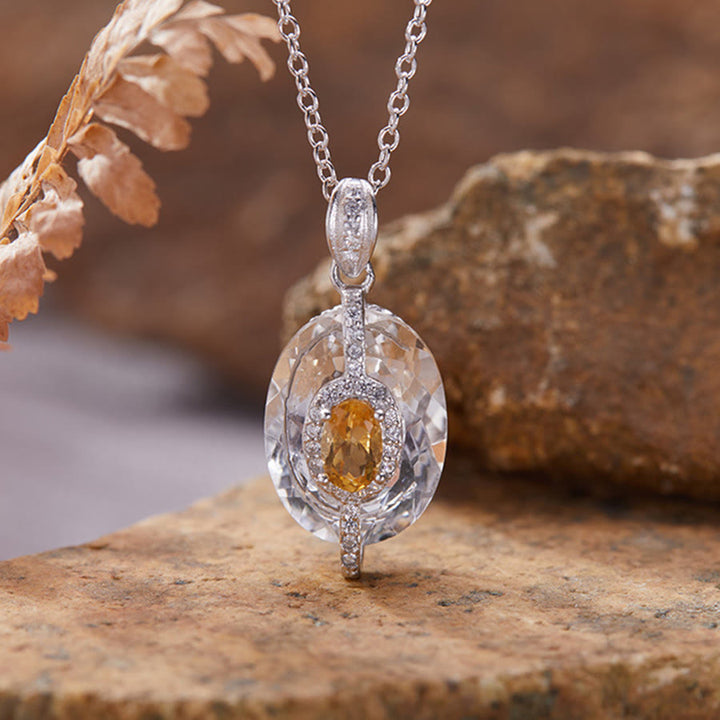 Olivenorma Blue Topaz,Tanzanite,Citrine,Garnet,Diopside Multi Gemstone Pendant Necklace - Citrine - Necklace - image 4