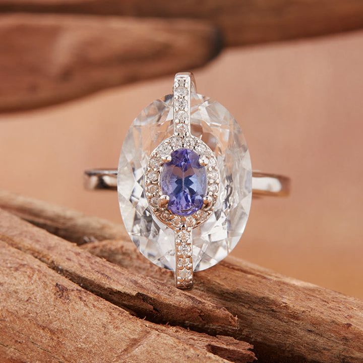 Olivenorma Blue Topaz,Tanzanite,Citrine,Garnet,Diopside Multi Gemstone Pendant Necklace - Tanzanite - Ring - image 13