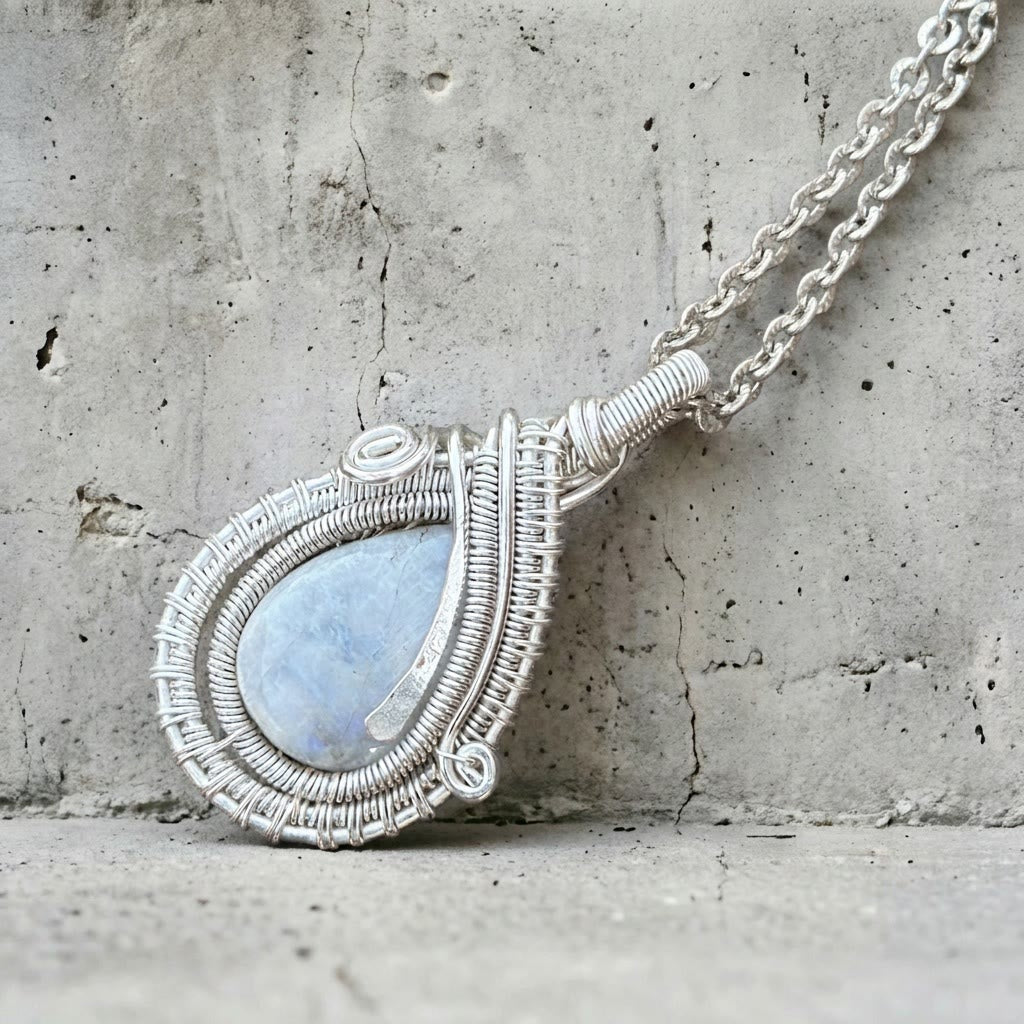 Olivenorma Moonstone Wire Wrapped Pendant Stone of Inner Harmony Necklace - image 6