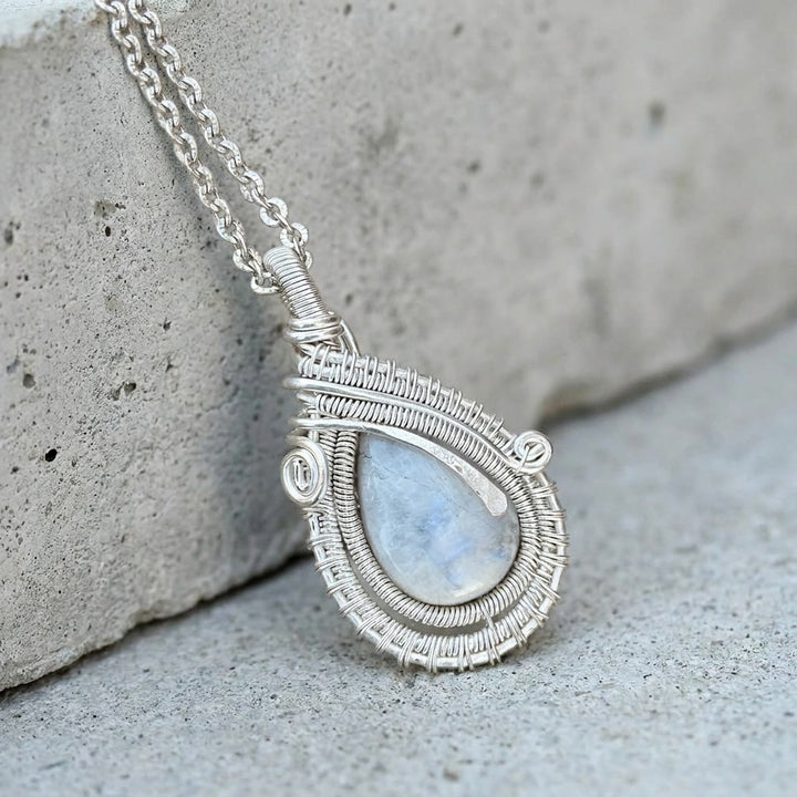 Olivenorma Moonstone Wire Wrapped Pendant Stone of Inner Harmony Necklace - image 3