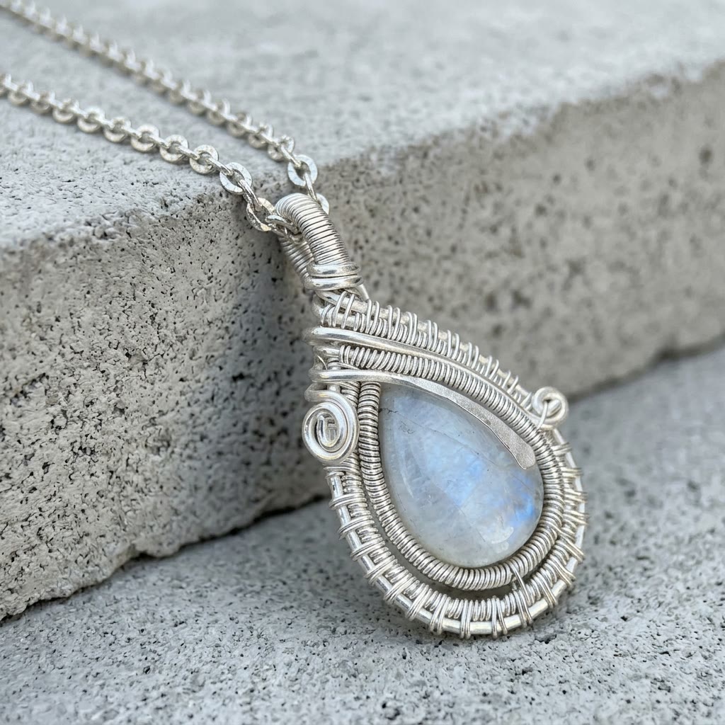 Olivenorma Moonstone Wire Wrapped Pendant Stone of Inner Harmony Necklace - image 7