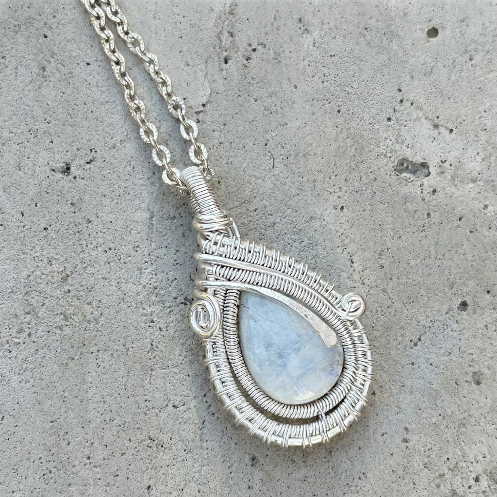 Olivenorma Moonstone Wire Wrapped Pendant Stone of Inner Harmony Necklace - image 8