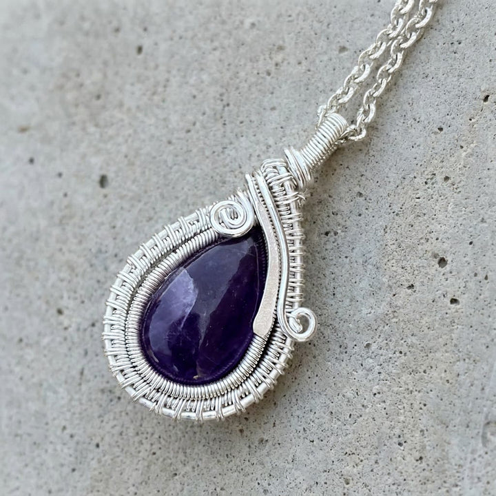 Olivenorma Amethyst Wire Wrapped Pendant Stone of Spirituality Necklace - image 2