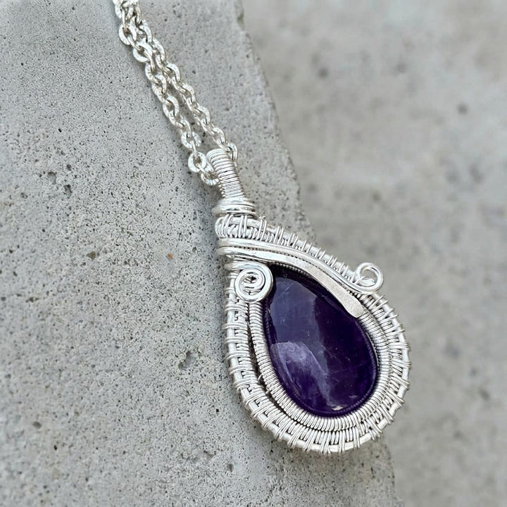 Olivenorma Amethyst Wire Wrapped Pendant Stone of Spirituality Necklace - image 3