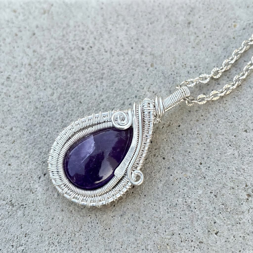 Olivenorma Amethyst Wire Wrapped Pendant Stone of Spirituality Necklace - image 4