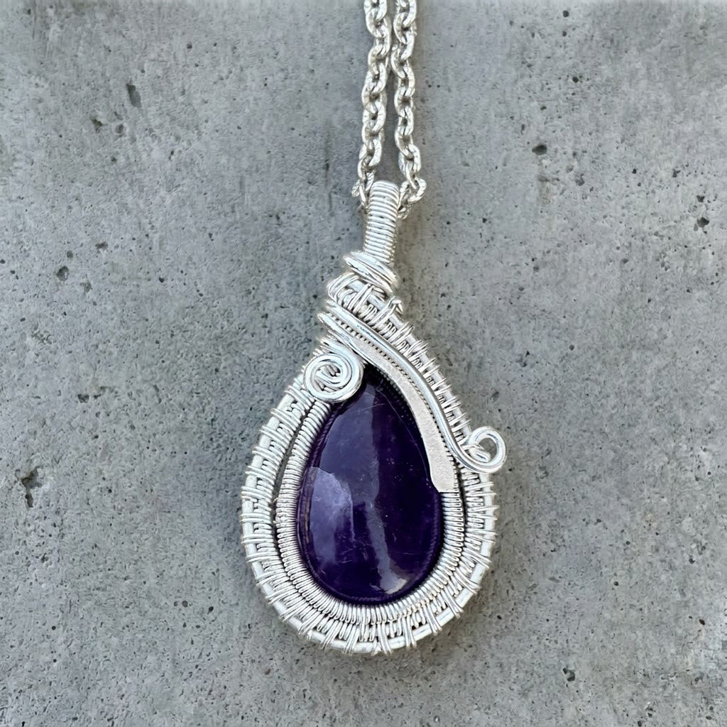 Olivenorma Amethyst Wire Wrapped Pendant Stone of Spirituality Necklace - image 5