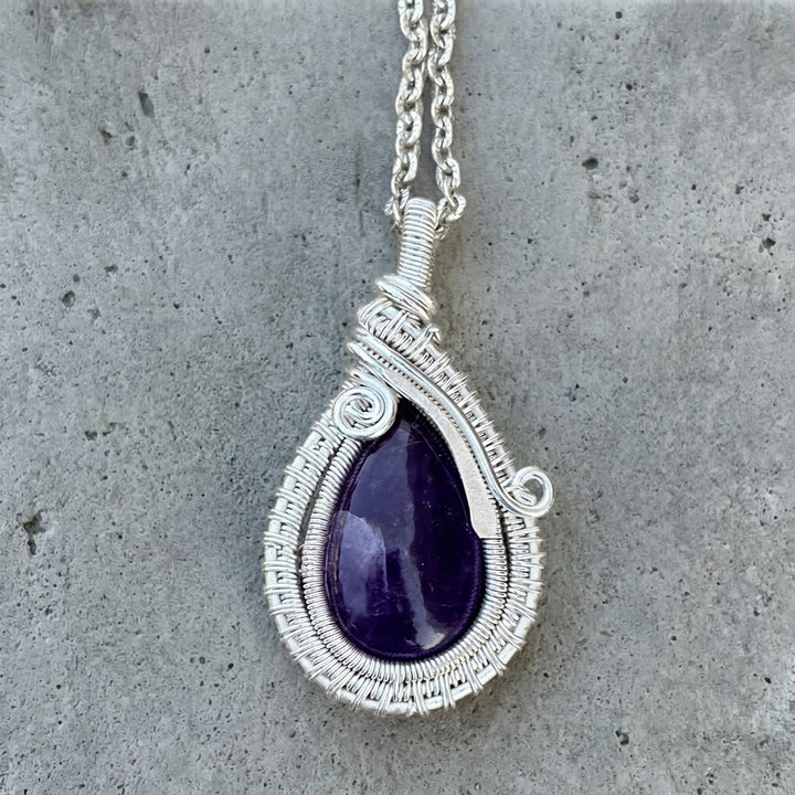 Olivenorma Amethyst Wire Wrapped Pendant Stone of Spirituality Necklace - image 5