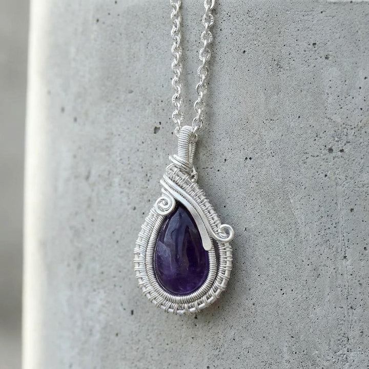 Olivenorma Amethyst Wire Wrapped Pendant Stone of Spirituality Necklace - image 6