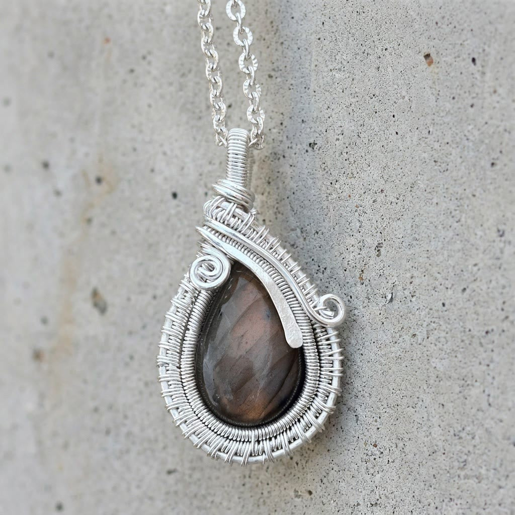 Olivenorma Teardrop Smoky Quartz Wire Wrapped Pendant Stone of Grounding Necklace - image 2