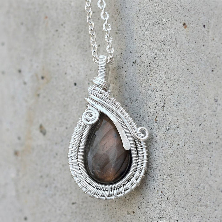 Olivenorma Teardrop Smoky Quartz Wire Wrapped Pendant Stone of Grounding Necklace - image 2