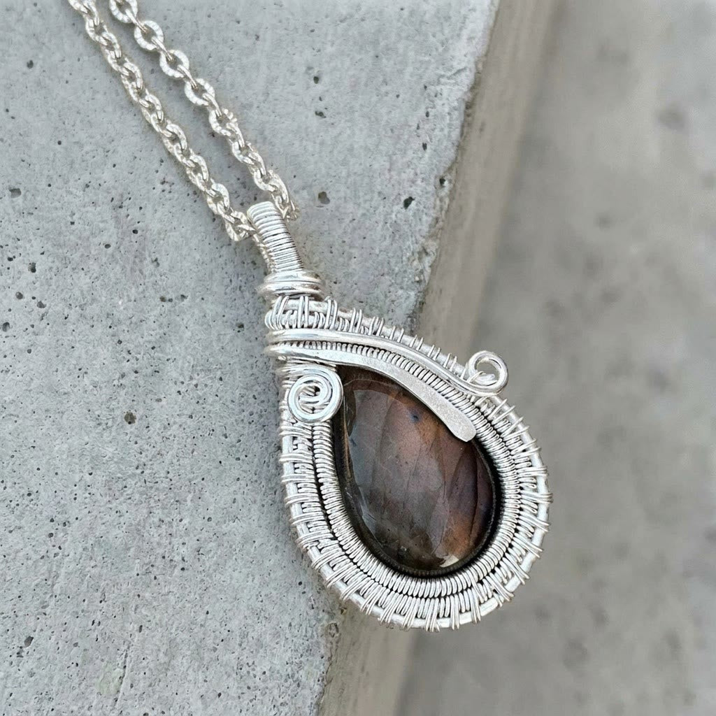 Olivenorma Teardrop Smoky Quartz Wire Wrapped Pendant Stone of Grounding Necklace - image 3