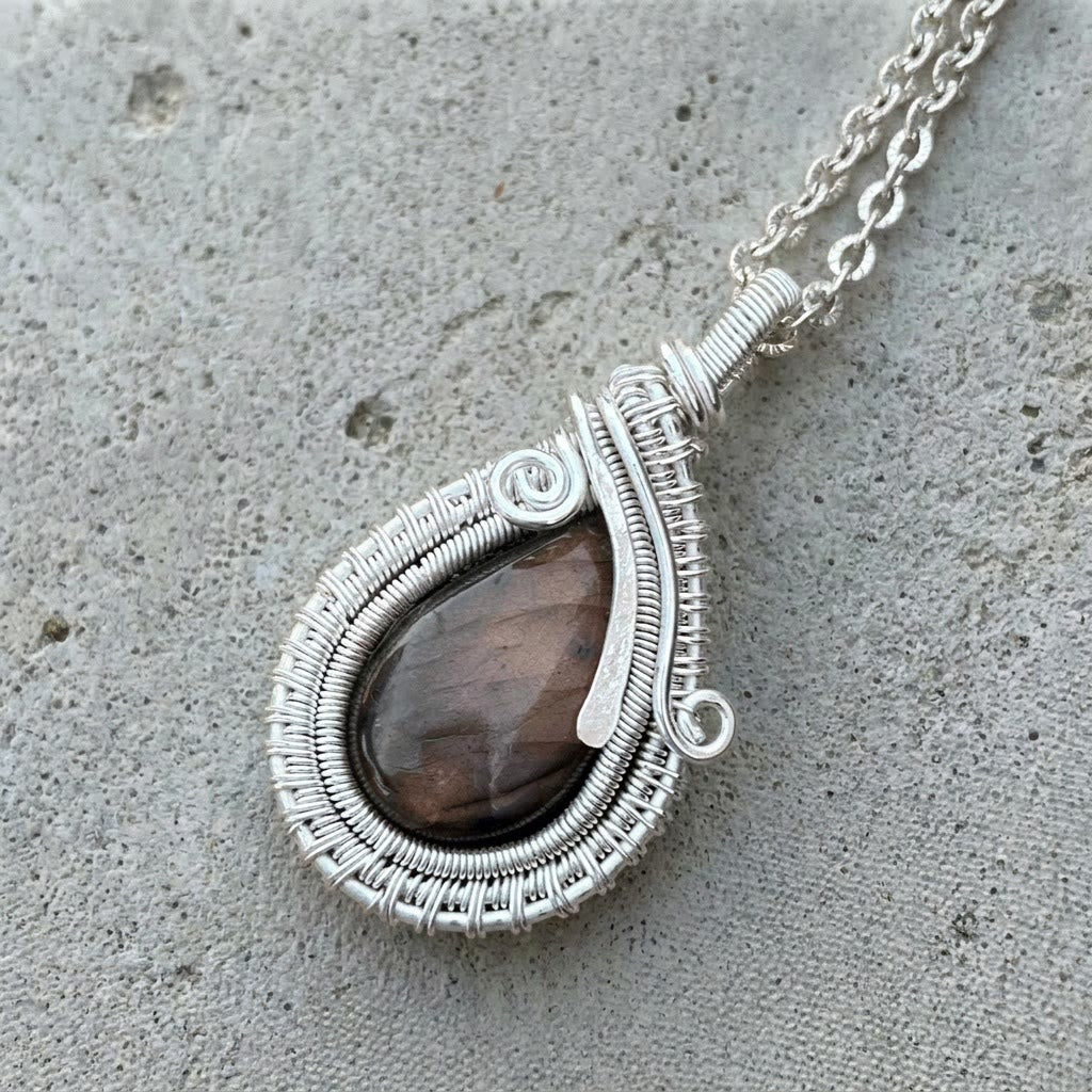 Olivenorma Teardrop Smoky Quartz Wire Wrapped Pendant Stone of Grounding Necklace - image 4