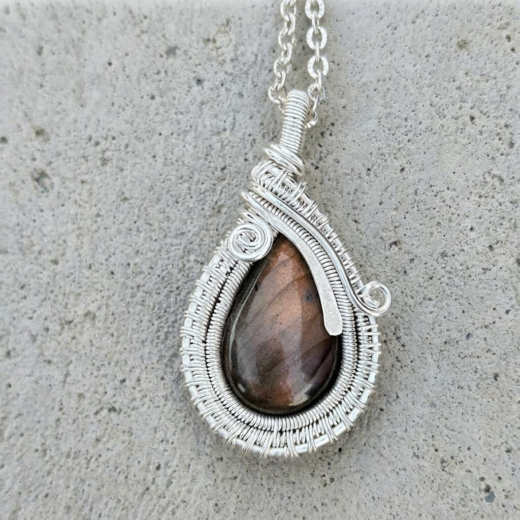 Olivenorma Teardrop Smoky Quartz Wire Wrapped Pendant Stone of Grounding Necklace - image 5