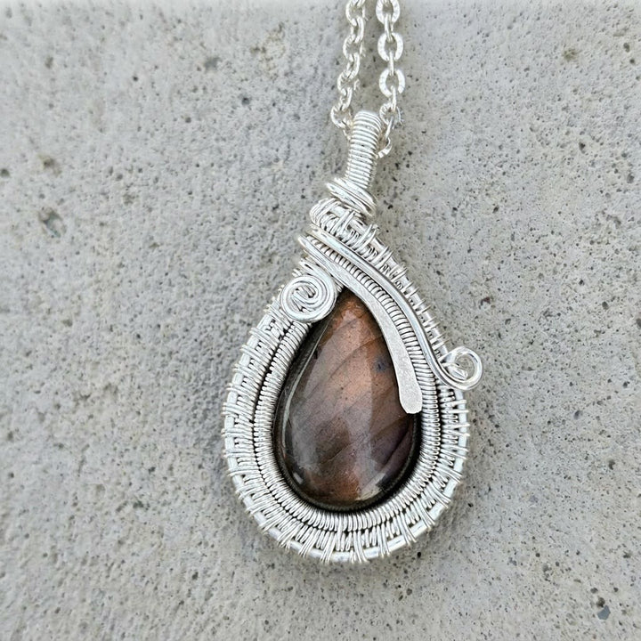 Olivenorma Teardrop Smoky Quartz Wire Wrapped Pendant Stone of Grounding Necklace - image 5