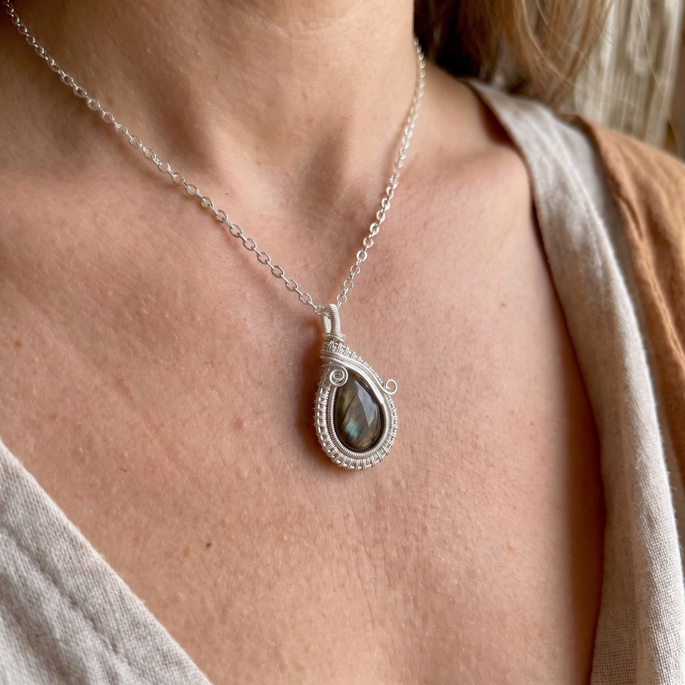 Olivenorma Teardrop Smoky Quartz Wire Wrapped Pendant Stone of Grounding Necklace - image 1