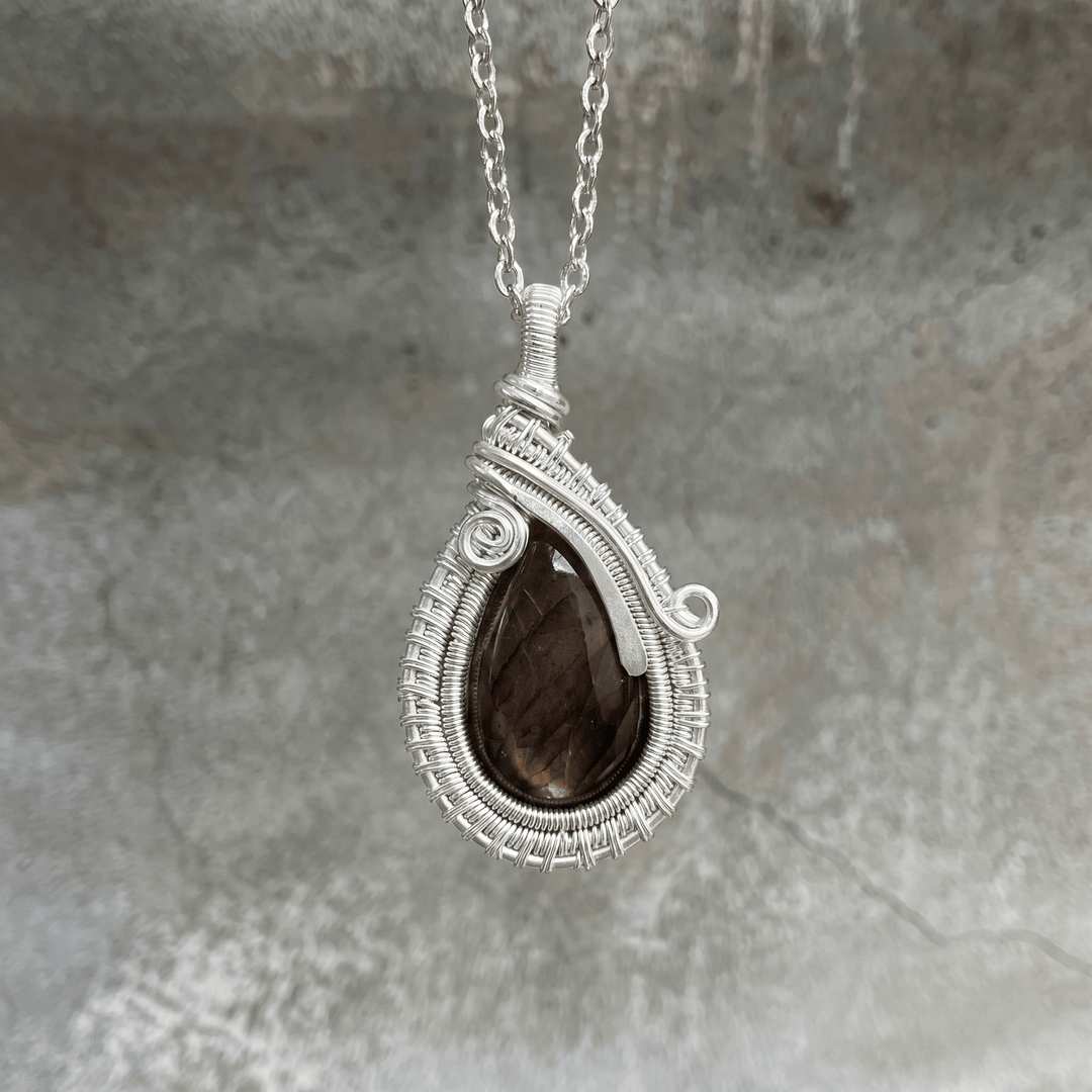 Olivenorma Teardrop Smoky Quartz Wire Wrapped Pendant Stone of Grounding Necklace - image 7
