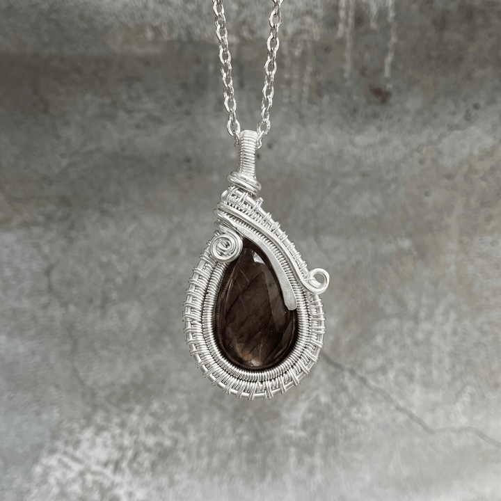 Olivenorma Teardrop Smoky Quartz Wire Wrapped Pendant Stone of Grounding Necklace - image 7