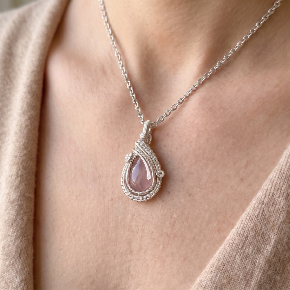 Olivenorma Rose Quartz Wire Wrapped Pendant Stone of Unconditional Love Necklace - image 1