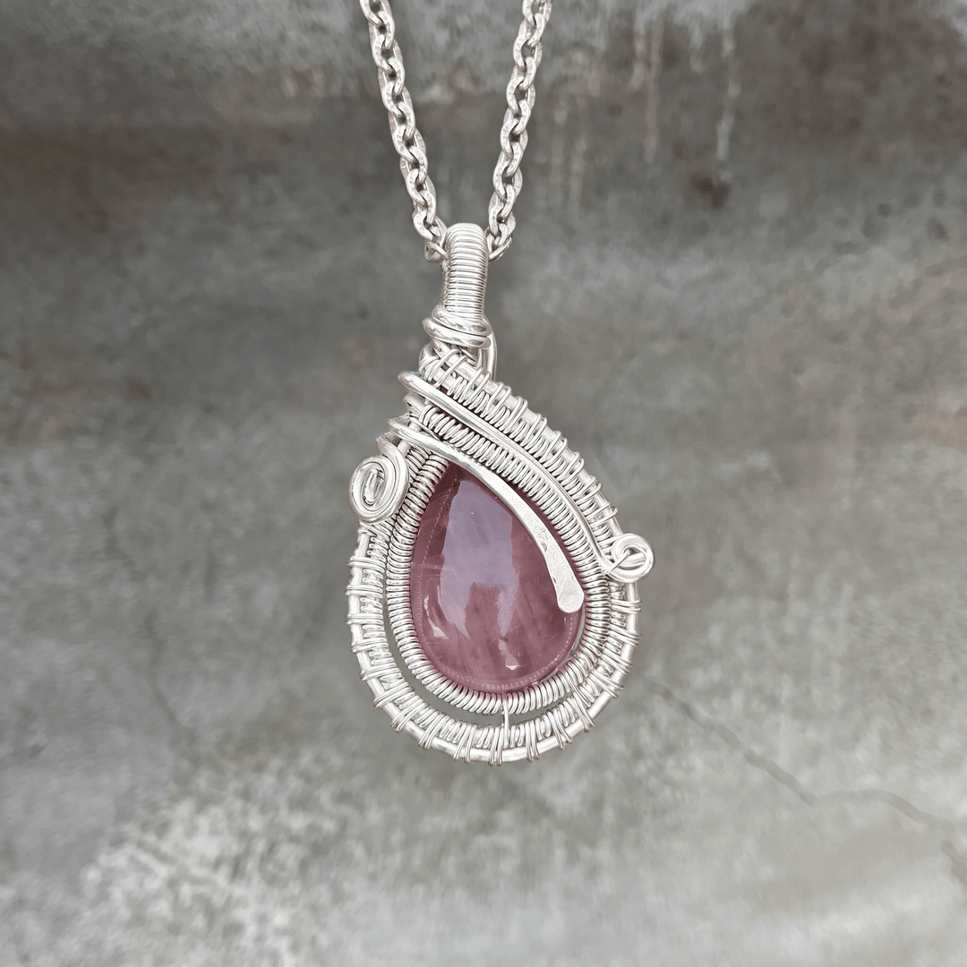 Olivenorma Rose Quartz Wire Wrapped Pendant Stone of Unconditional Love Necklace - Rose quartz - image 0