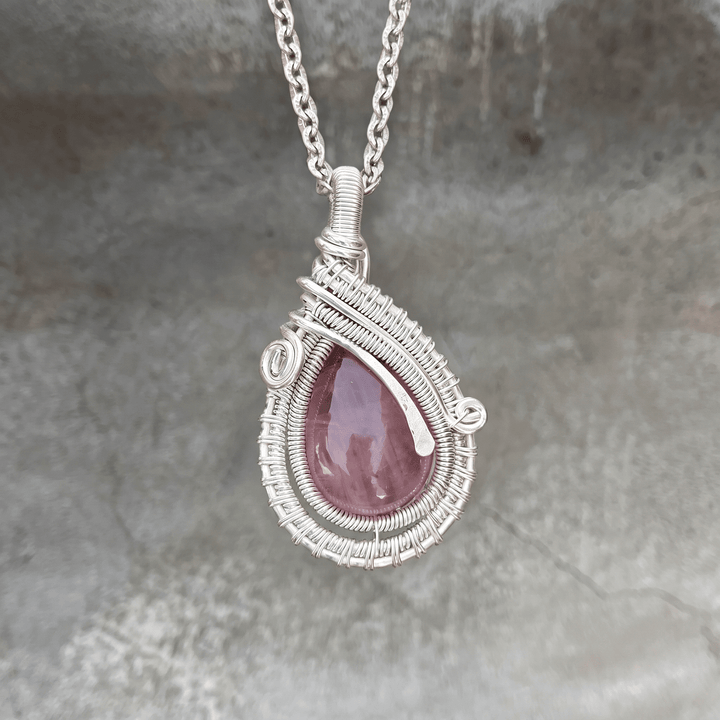 Olivenorma Rose Quartz Wire Wrapped Pendant Stone of Unconditional Love Necklace - Rose quartz - image 0