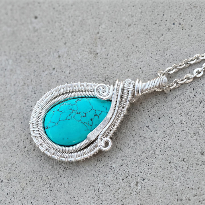 Olivenorma Turquoise Wire Wrapped Pendant Stone of Protection Necklace - image 2
