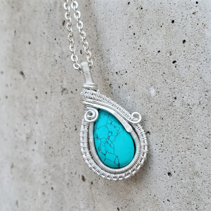 Olivenorma Turquoise Wire Wrapped Pendant Stone of Protection Necklace - image 6