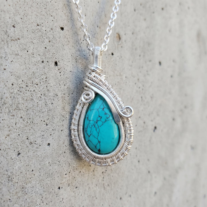 Olivenorma Turquoise Wire Wrapped Pendant Stone of Protection Necklace - image 4