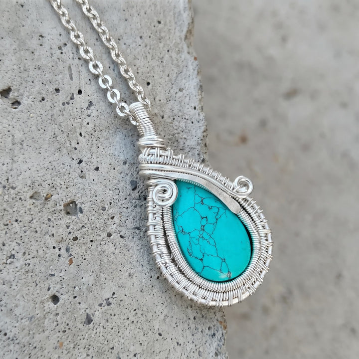 Olivenorma Turquoise Wire Wrapped Pendant Stone of Protection Necklace - image 5