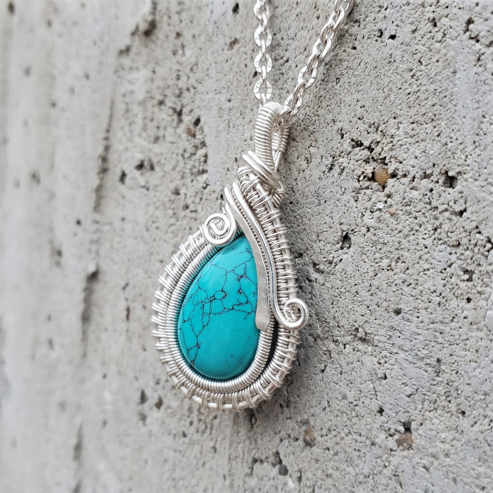 Olivenorma Turquoise Wire Wrapped Pendant Stone of Protection Necklace - image 7