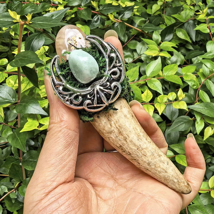 Olivenorma Antler Triple Moon Decor Natural Crystal Wand - Agate - image 3