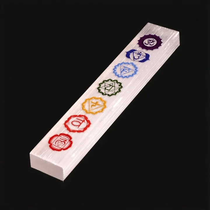 Olivenorma Colorful Chakra Engraved Selenite Crystal Wand - image 5