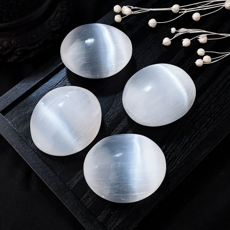 Olivenorma Natural Smooth Oval Clear Selenite Crystal Egg - image 4