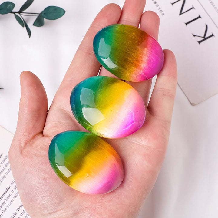 Olivenorma Natural Smooth Oval Clear Selenite Crystal Egg - Colorful Selenite - 6.5-7cm /2.56-2.76 inch - image 5