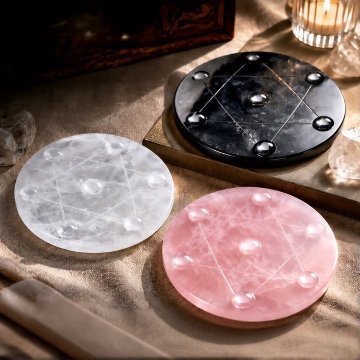 Olivenorma Engraved Star of David Natural Selenite Charging Plate - image 0