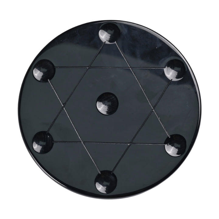 Olivenorma Engraved Star of David Natural Selenite Charging Plate - Obsidian - 12*12*1cm /4.72*4.72*0.4 inch - image 5