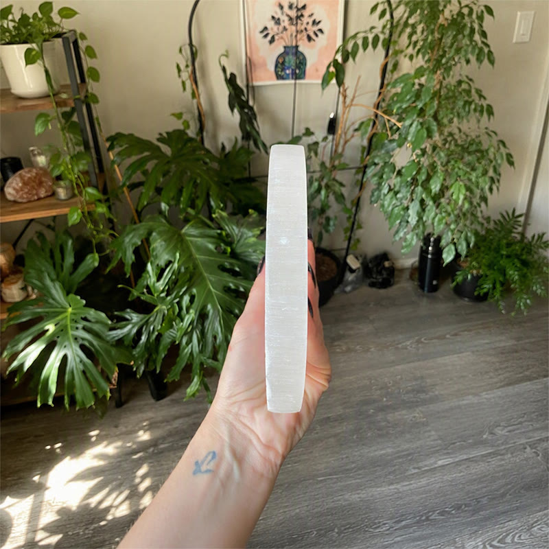 Olivenorma Kaleidoscope Pattern Engraved Selenite Charging Plate - image 5
