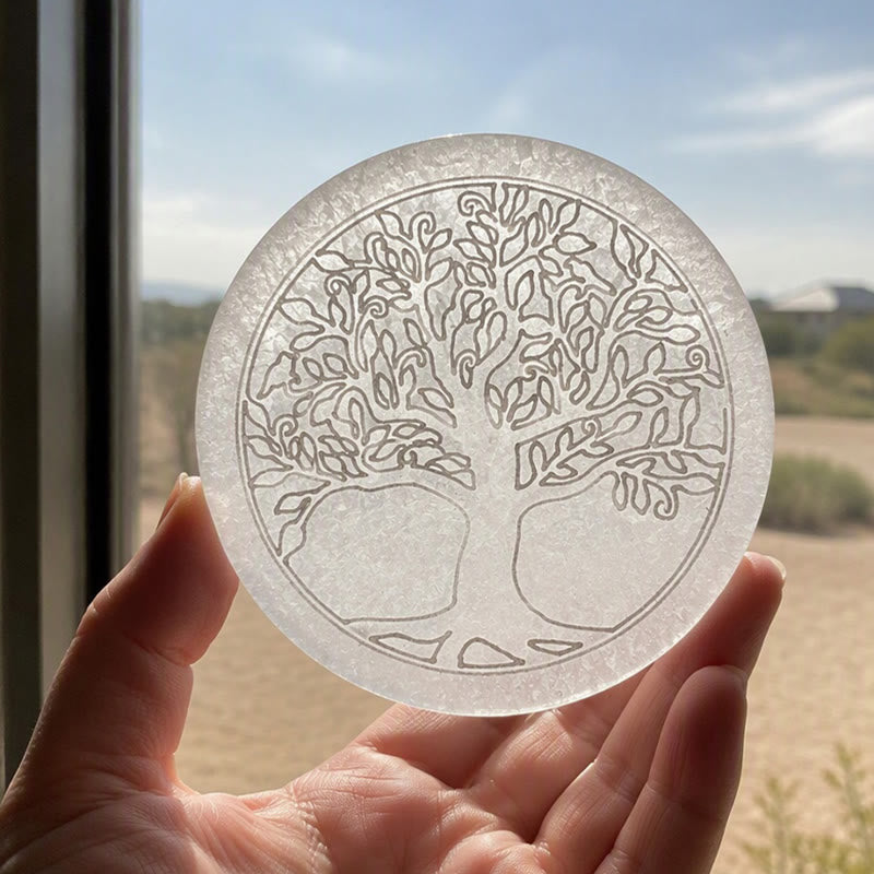 Olivenorma Tree of Life Engraved Selenite Charging Plate - image 2