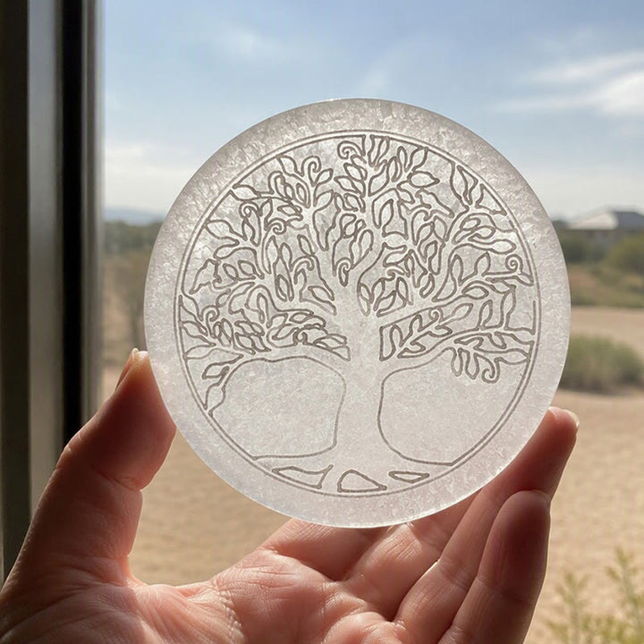 Olivenorma Tree of Life Engraved Selenite Charging Plate - image 2
