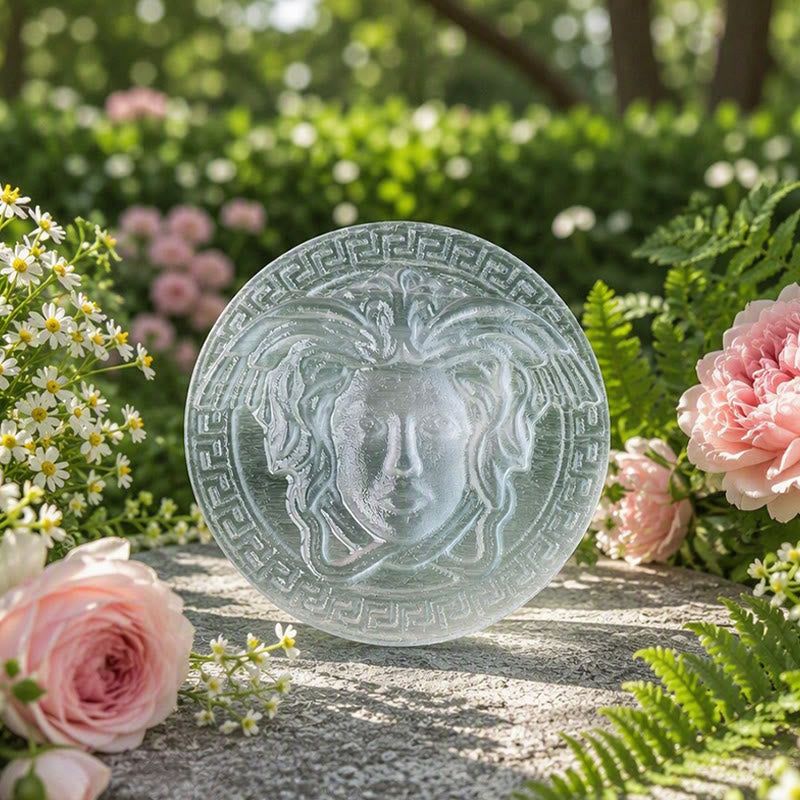 Olivenorma Medusa Head Engraved Selenite Charging Plate - image 1