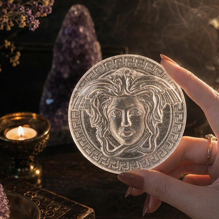 Olivenorma Medusa Head Engraved Selenite Charging Plate - image 4